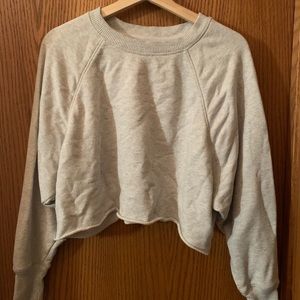 aerie oversized crop crew neck sweater